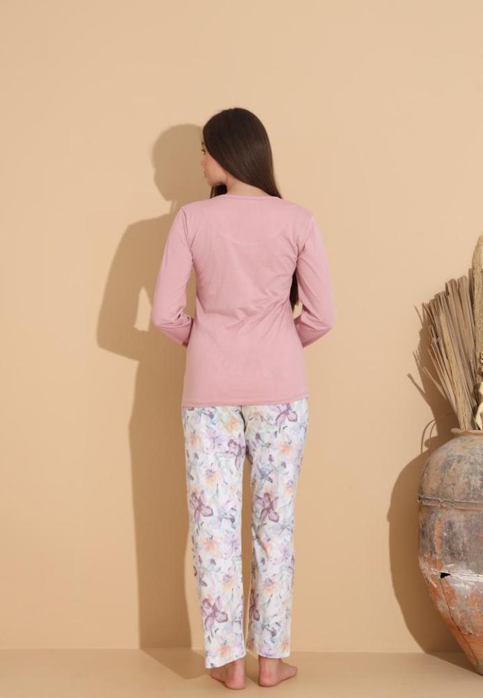 Pijama Dama „You Tight Forever'" ,Pantaloni si Maneca Lunga,Culoare Roz Pudra,Engros